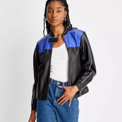 Women's Long Sleeve Faux Leather Jacket - Future Collective with Reese Blutstein Black M