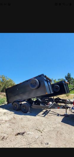 BRAND NEW DESIGN DUMP TRAILER 12x8x4 12,000 LBS ROLLING TARP AND SPARE TIRE HYDRAULIC SYSTEM ELECTRIC BRAKES TITLE IN HAND FOR ANY QUESTION TEXT ME PL