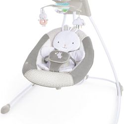 Ingenuity InLighten 6-Speed Foldable Baby Swing with Light Up Mobile, Swivel Infant Seat and Nature Sounds, 0-9 Months Up to 20 lbs (Twinkle Tails Bun