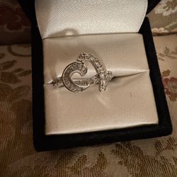 Vintage 925 Silver Ring Heart Cubic Zirconia Size 8