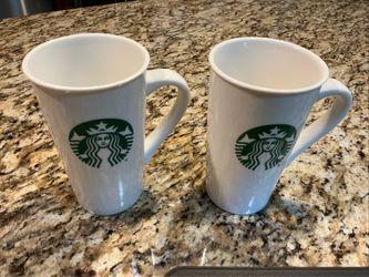 2016 Starbucks Tall Coffee Mug White Green Siren Mermaid Logo 16 Oz Set of 2