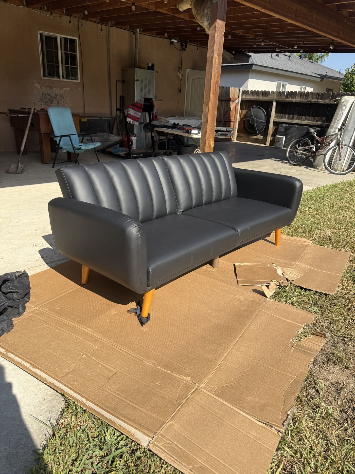 Novogratz Black Leather Futon