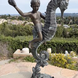 Large Bronze Boy Riding Seahorse Fountain Statue – Luxury Outdoor Garden Sculpture