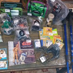 Assorted Movie Collectibles and Trekking Poles priced in photos obo