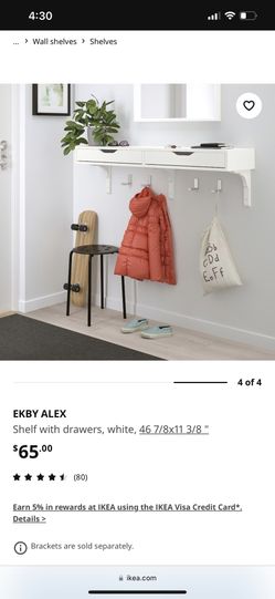 EKBY ALEX Shelf with drawers, white, 46 7/8x11 3/8 - IKEA