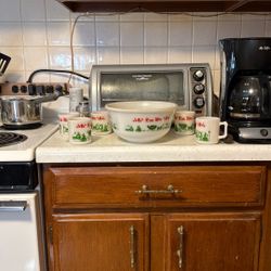 Antique Eggnog bowl With Five Antique Cups