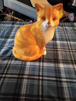 Ceramic Orange Tabby Cat Figurine