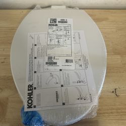 KOHLER Highline Quiet-Close Elongated Closed Front Toilet Seat White 18 5/8”