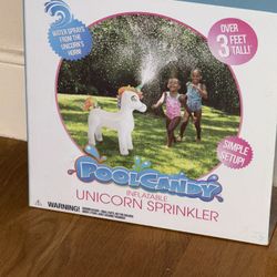 Poolcandy 3 foot inflatable unicorn sprinkler 