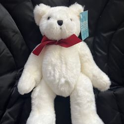 NEW WITH TAGS Burton and Burton Plush White Teddy Bear with Red Bow 