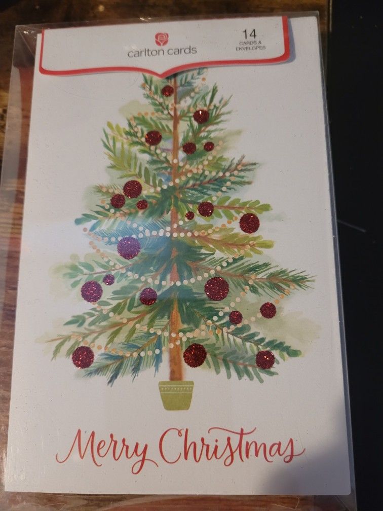 Carlton Cards Merry Christmas Tree Greeting Cards with Envelopes 14 Ct Pack