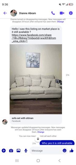Sofa set with ottoman