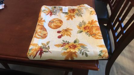 Thanksgiving tablecloth almost new. 100 inches long x 60 inches width. $10.
