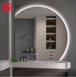 Frameless Wall Bathroom Vanity Mirror Half Moon LED Mirror, 40" W x 40" H