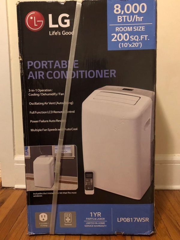 LG LP0817WSR 115V Portable Air Conditioner with Remote Control in White for Rooms up to 150-Sq. Ft.