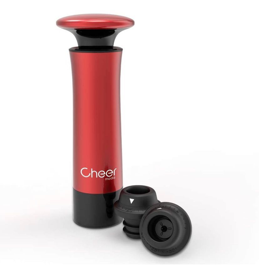 New Wine Stopper - Wine Saver Set, Air Pump Wine Keepers, Vacuum Bottle Sealer, Reusable Vino Preserver, Air Cork Replacement Combo with 2 Stoppers an