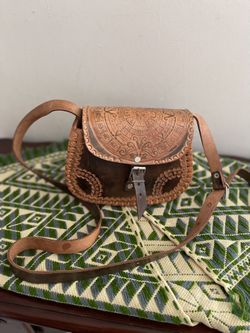 New Leather Bag With Mayan Calender - Made In Mexico