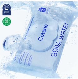 Coterie Baby Wipes for Sensitive Skin, 224 count, Plant-Based and Plastic-Free Fibers, 99% Water, Hypoallergenic, pH Balanced, Unscented, Clean and Ge