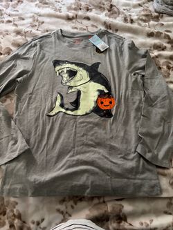 Halloween Shark Graphic Long Sleeve Shirt