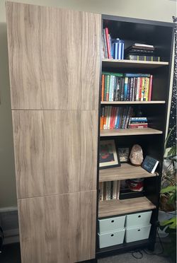 Large bookshelf / storage unit (Ikea BESTA black and wood)