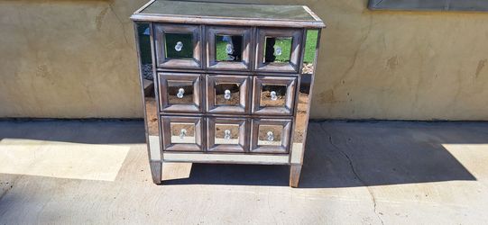 Gorgeous mirror dresser  cabinet. Wood  house living room