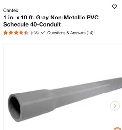 Brand new Cantex 1 in. x 10 ft. Gray Non-Metallic PVC Schedule 40-Conduit