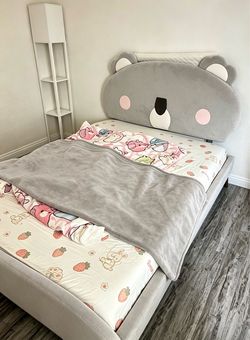 Cute Bear Upholstered Bed Frame + Mattress Set | Full Size, Kids / Teen Bedroom