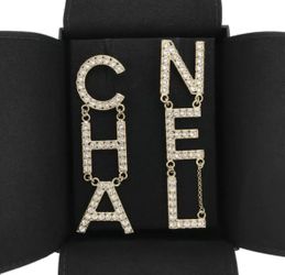 Crystal Logo Drop Earrings