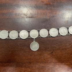 Vintage Nicaragua Silver Coin Bracelet