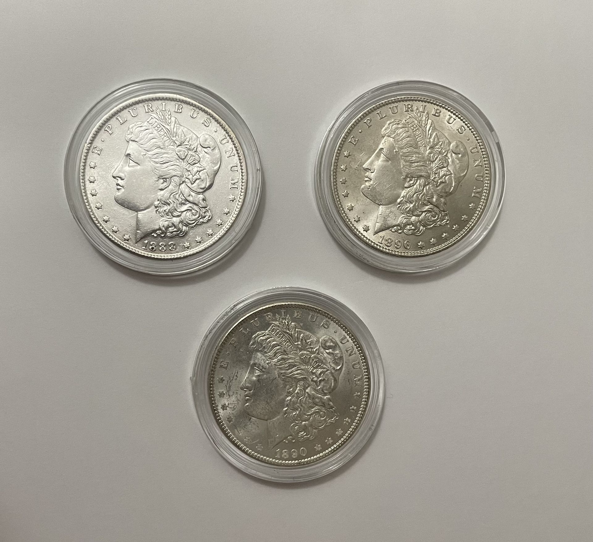 Morgan Dollar 3 Coins - Beautiful White Coins