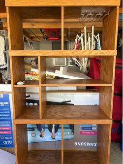Large Solid Oak Shelf with Wine Glass Storage