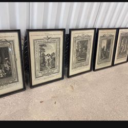Five antique professionally framed etchings of the life of Christ. 14” x 10” $500 for all 