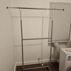 Double Rod Garment Rack, Grey 48"W x 68"H