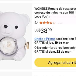 Bear With Rose And Neclace With Rose Pink 