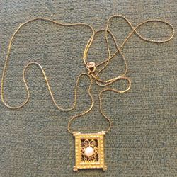 25 Inch 14kt Yellow Gold Chain With Antique Pearl Pendant 