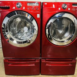 BEAUTIFUL CANDY RED APPLE LG WASHER AND DRYER SET LIKE NEW CONDITIONS 