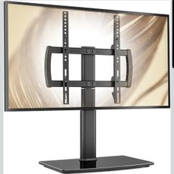 Swivel TV Stand Base for 27-60 Inch TVs Adjustable Tabletop Mount Glass Base