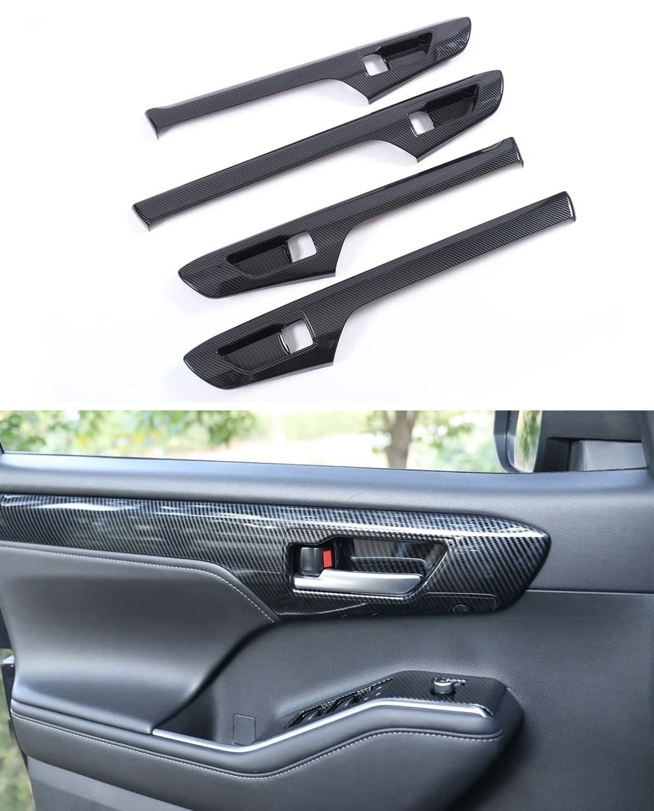 Sporty Carbon Fiber Grain Interior Door Strip Trims For Toyota Highlander