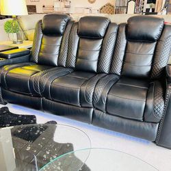 Black Party Time Electric Recliner / Home Theater Sofa