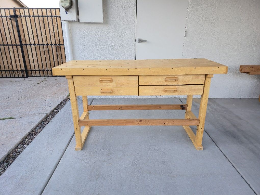 Hardwood Workbench with Drawers