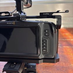 Blackmagic cinema 4k (rigged up + monitor)