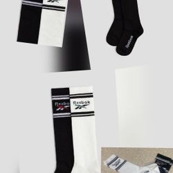 Reebok 2 Pair Socks, White/Black, Size 2-4