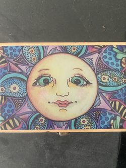 Abstract Moon Wooden Box