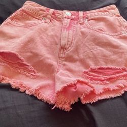 Forever21 Denim Distressed Jean Shorts Pink - Size 24 (S)
