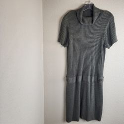Cato Drop Waist Knit Gray Dress with Low Loose Turtle Neck Women's Size XL