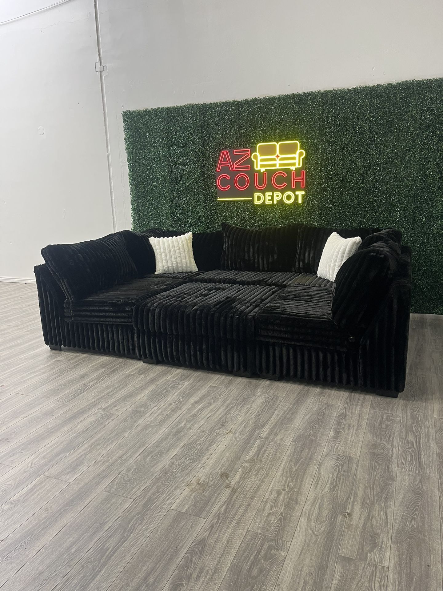 Black Sectional Modular Couch - Free Delivery