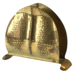 Antique Scandinavian Art Nouveau Brass Desk Letter Or Napkin Holder Accent Decor
