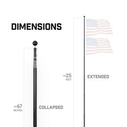 Flag Pole 25 Ft Telescoping Aluminum Black Flagpole
