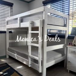 Solid Wood Twin/Twin Bunk Bed With Both Mattresses $560
