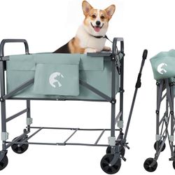 40" Rolling Dog Wash Station, Adjustable Pet Grooming Tub w/ Wheels, Foldable